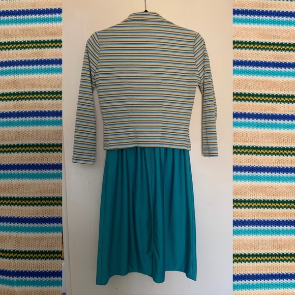 Vintage 70s short sleeve striped a-line dress with matching jacket size S - Picture 6 of 8